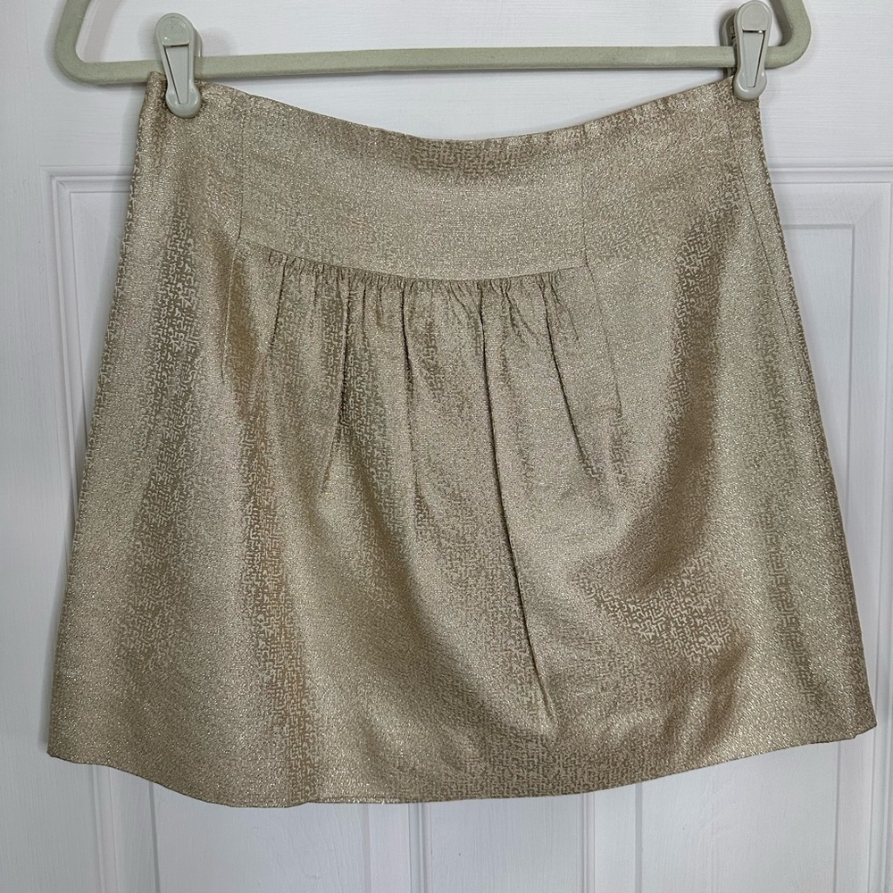 Vintage J Crew mini skirt gold silk, nylon blend.